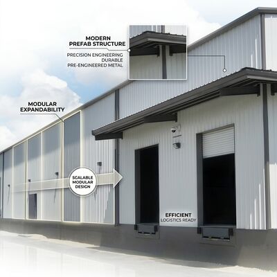 Nhà kho thép tiền chế lớn cường độ cao chống gỉ dễ lắp ráp cho Logistics