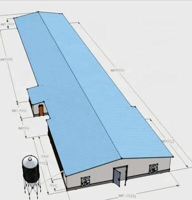 Kích thước 120m x 20m Thiết kế cách nhiệt Nhà gà kết cấu thép tiền chế
