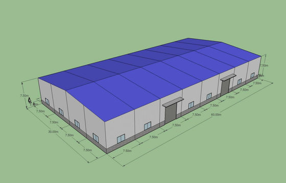 Nhà kho thép tiền chế 60x30x7.5m ASTM A36 Q235B