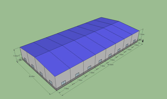 Nhà kho thép tiền chế 60x30x7.5m ASTM A36 Q235B